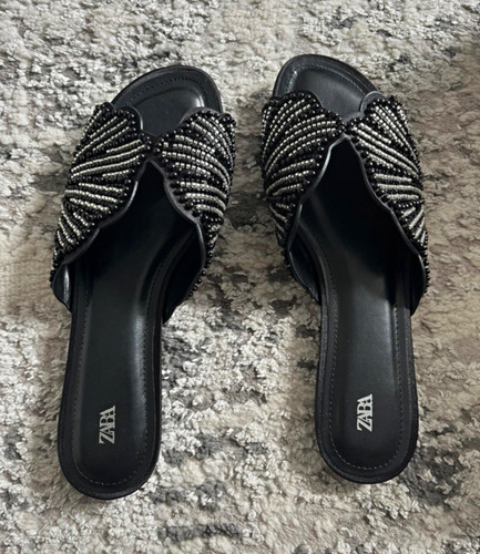 Zara women black beaded - zara,