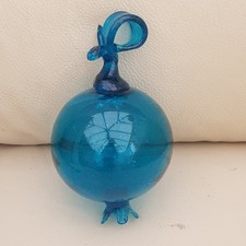 Glass Hand Blown Art Glass Ball Ornament Orb Cobalt Blue