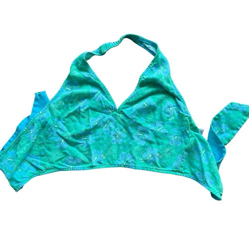 Green blue halter neck top - green,