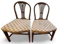 Antique Pair of Solid Oak Hepplewhite Style Dining Chairs Elegant Period Design