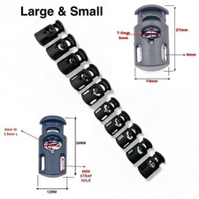 SINGLE HOLE Spring Loaded Plastic Toggle Stopper Cord Locks 2 SIZES 2-500PCS