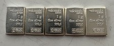 x5 1g SILVER BARS - .999 FINE VALCAMBI SUISSE COMBI BAR