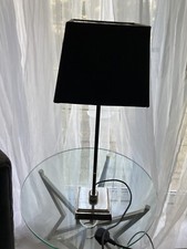 pair of Lovely tall Silver and Diamanté Bedside Lamps With Square Black Shades