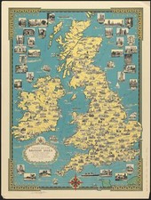 Vintage Old Physical Map of