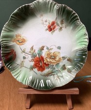 Vintage Barkers & Kent B&K Ltd Green Poppy Plate With Gilded Border With Hanger