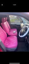VW TRANSPORTER T5 T26 T28 T30 T32 PINK LEATHER FRONT SEAT COVERS(2003-2015) 1of1