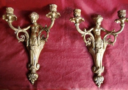 Pair antique french cherub - pair,