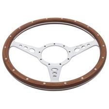 Steering Wheel 15 Wood rim Polished Spokes Holes Dished by Moto-Lita Mk3