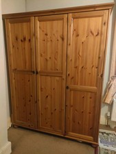 Solid Pine 3-Door Wardrobe