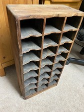 original 1960s wooden office pigeon hole stand - great for kitchen or office