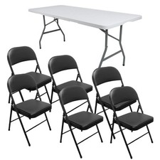 Royalford 6ft Folding Table & Chair Set Trestle Camping Party Picnic Outdoor