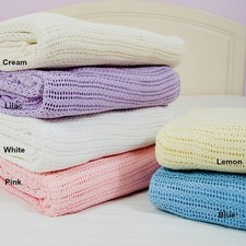 100% Cotton Cellular Blanket Throw Single/Double/King Choice Of Colours