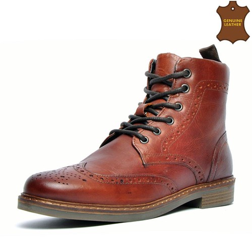 Mens leather boots brogue - leather,