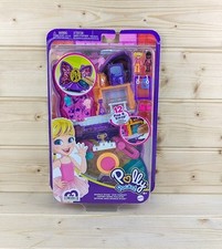Polly Pocket Sparkle Stage Bow Compact Set & 2 Micro Dolls & 12 Accessories 