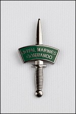 ROYAL MARINES COMMANDO SILVER DAGGER AND PATCH LAPEL PIN OR WALKING STICK MOUNT