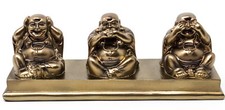 Three Wise Buddhas - Lucky Buddha Bronze Sculpture See No Evil SALE PRICE