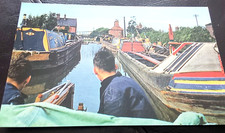 British Inland Waterways Narrow Boats, Oxford Canal, Hawkesbury Salmon Postcard 