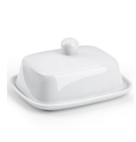 White ceramic butter dish with - white,