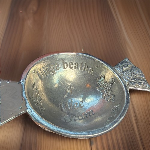 Small pewter quaich with - pewter,