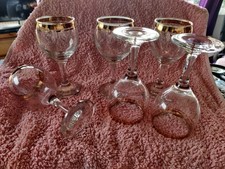 Wine Glasses with Gold Rim, Set Of 6 Vintage,immaculate