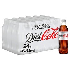 Diet Coke 500ml x 24 Bottles | No Sugar | Low Calorie | Refreshing Soft Drink
