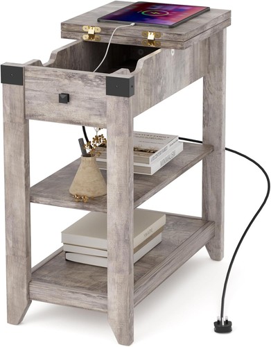 Slim side table with charging - with,