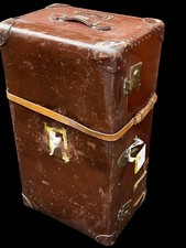 Vintage Retro Leather Steamer Trunk As Great Prop Coffee Table Storage Box Etc