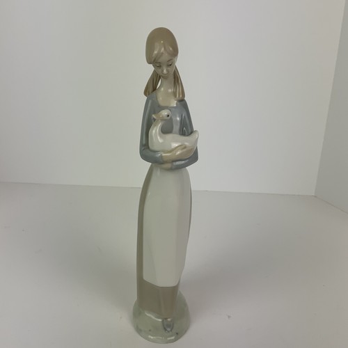 Lladro nao girl holding duck - nao,