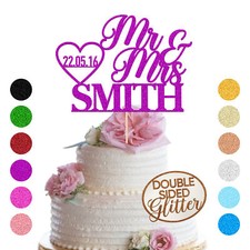 Personalised Wedding Cake Toppers Mr & Mrs Wedding Anniversary Party Decoration