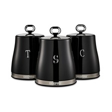 GEEPAS Canisters Set Kitchen Storage Container Tea Coffee Sugar Set of 3 1.4L 