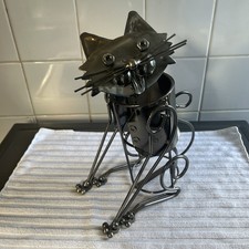 Decorative Metal Cat Wine Bottle Holder/ Pourer Figure Sculpture Wine Rack