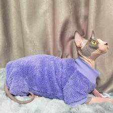 Fleece Pet Sweater for Hairless Cat Turtleneck Warm Winter Apparel Coat Pullover