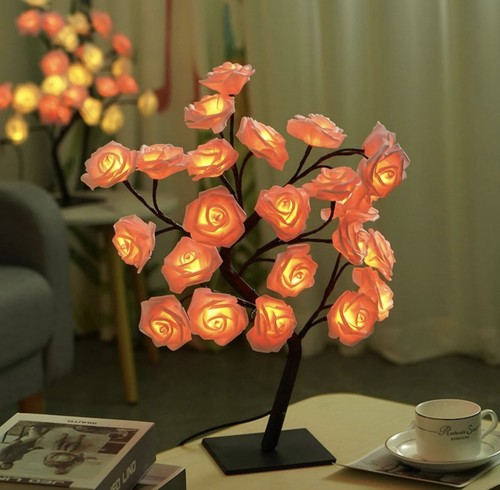 Table lamp rose flower - table,
