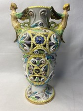Large 19th century Majolica Earthenware Lamp Base 36 cm