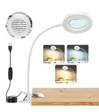10X Magnifier Glass LED Desk Lamp With Light Stand Clamp Beauty Magnifying Lamp