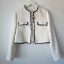 Mango Mng Cream Tweed Textured