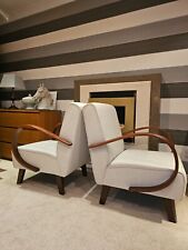 White pair of J.Halabala armchairs Art Deco 1930s Vintage Retro Furniture