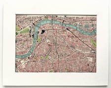 Antique 1929 London Map - Mounted -WESTMINSTER-SOUTHWARK-WALWORTH-BERMONDSEY