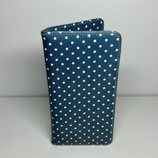 Cath Kidston PVC Travel Document Holder 22cm Folding Wallet Purse Blue Spotted