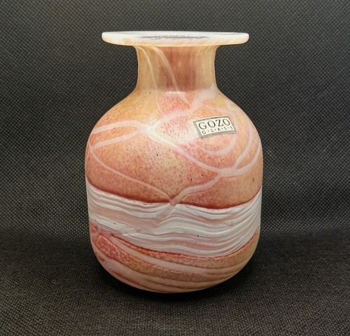 Gozo glass vase pink white - -,