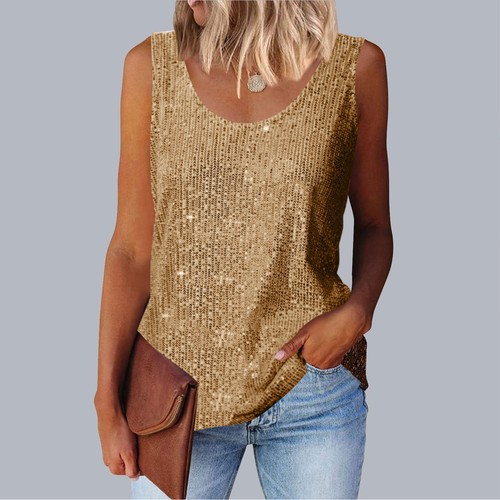 Women glitter sequins tank top - glitter,