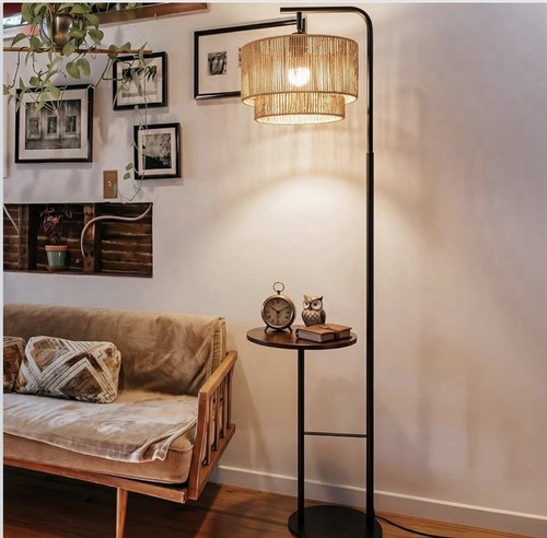 Rattan floor lamp - rattan,