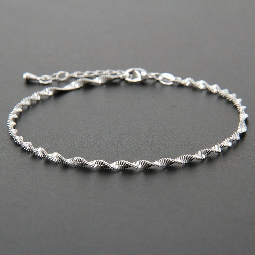 Silver ankle bracelet - silver,