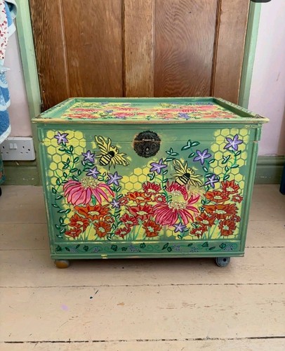 Handpainted trunk storage - handpainted, box