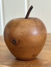 Hand Carved Hard Wood Wooden Apple Shape Fruit Figure Sculpture Decor 3”