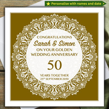 personalised 50th GOLDEN WEDDING ANNIVERSARY CARD special couple husband wife