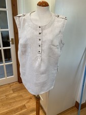 LADIES BEIGE LINEN SLEEVELESS