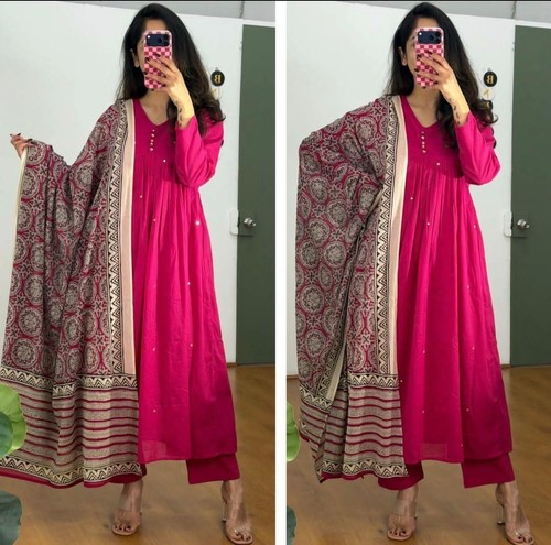 Premium cotton aline kurti - cotton,