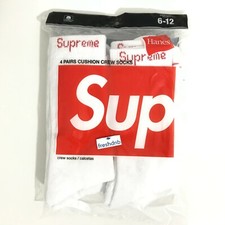 Supreme Hanes Crew Socks White (4 Pack) - Size 6 - 12 - 100% Genuine Authentic!