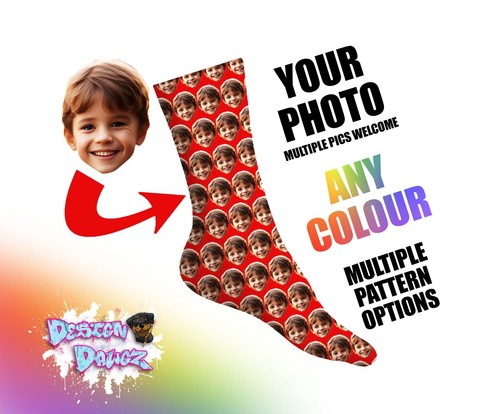 Full face photo socks - face,